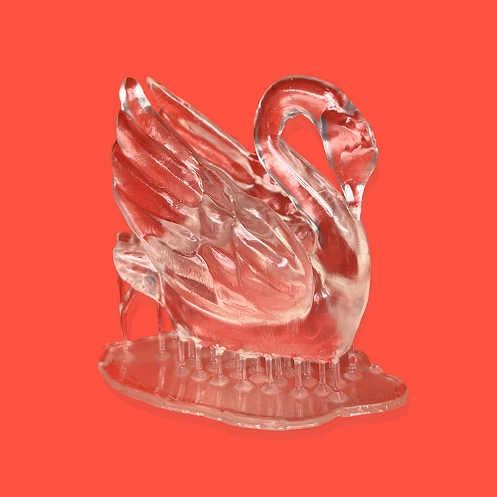 Objeto feito com impressão 3d de resina transparente