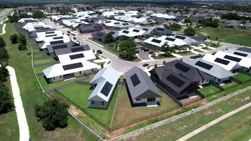 Bairro construído com impressão 3D em Georgetown, no Texas. Disponível em: https://inbec.com.br/blog/texas-viu-nascer-um-bairro-casas-construidas-com-maior-impressora-3d-mundo. Acesso em: 09/04/2025 às 15:36h.